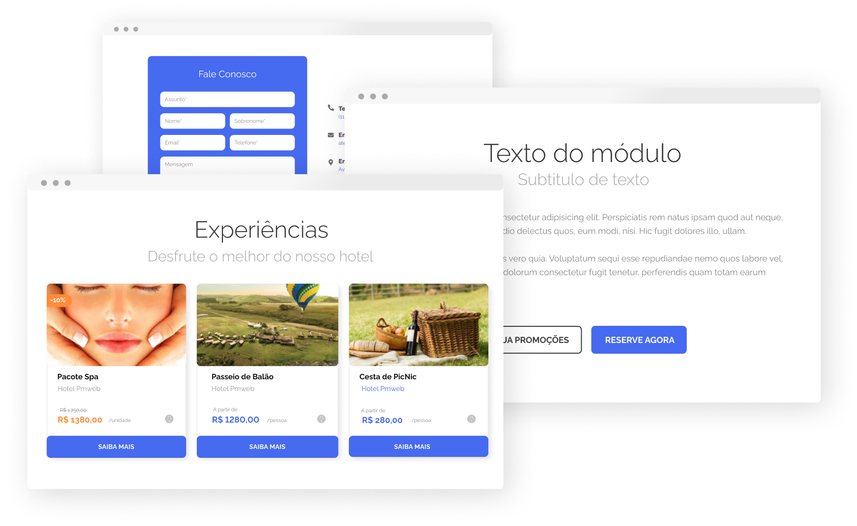 Imagem de módulos do website